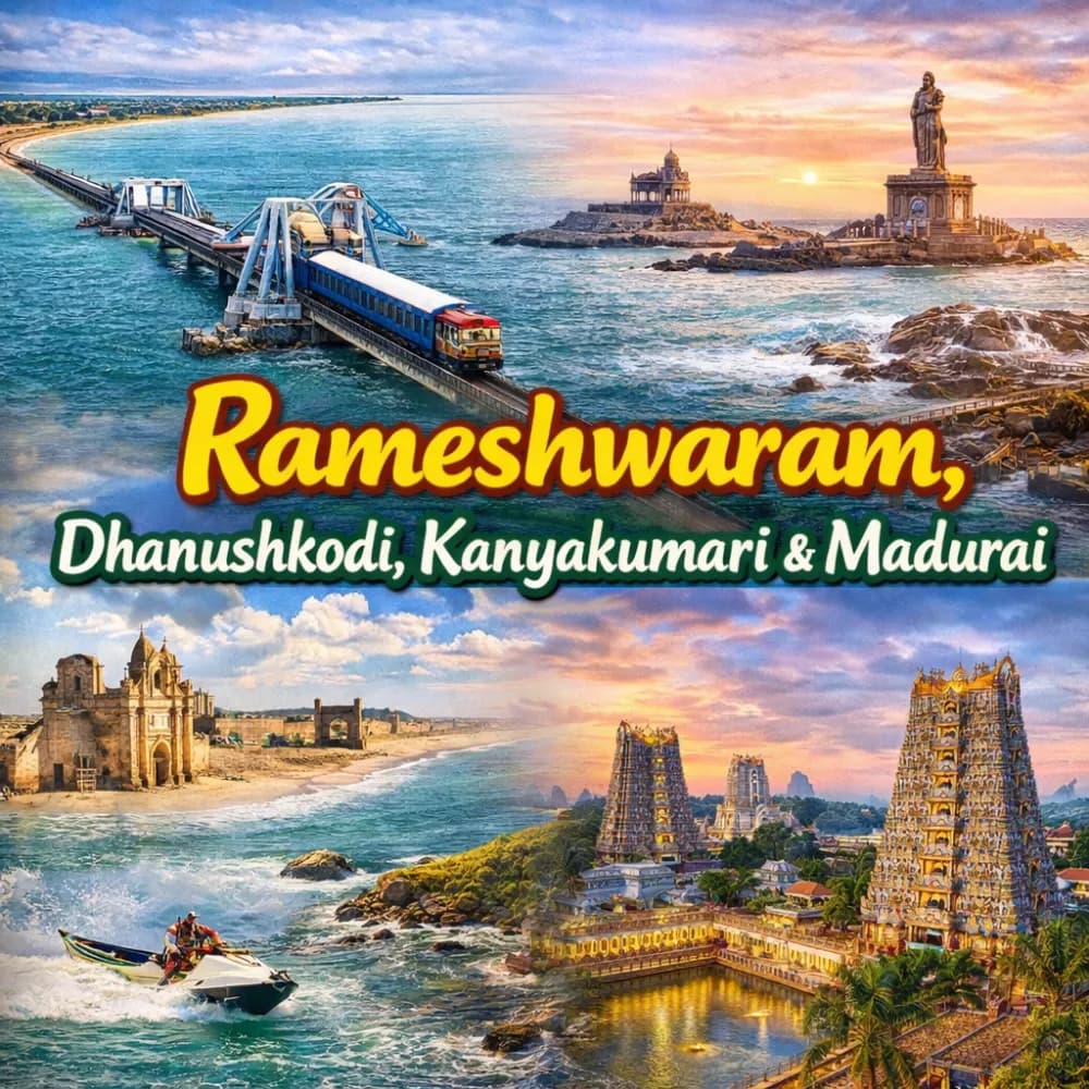 Kanyakumari, Rameshwaram ,Dhanushkodi, & Madurai (Long Weekend Trips)